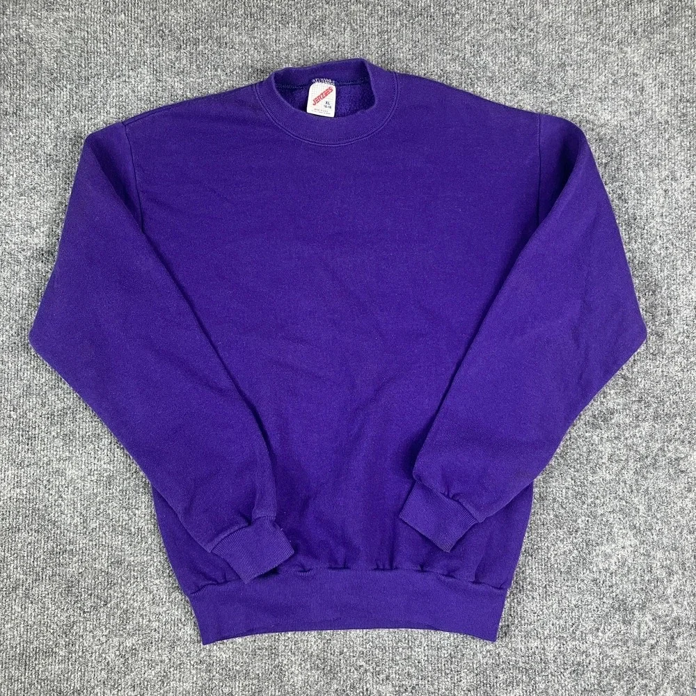 Jerzees Sweatshirt Youth Size XL Purple Crewneck Pullover Fleece Basic